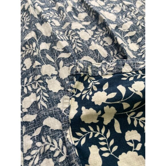 FAHERTY Havana Prairie puff sleeve Linen midi Dress size M Indigo Echo Floral - Picture 13 of 13
